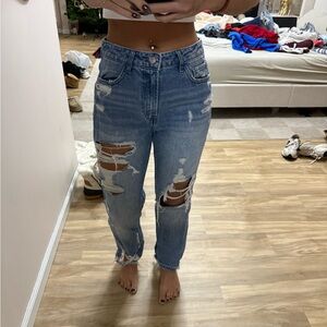 Flying Monkey Ripped Blue Boyfriend Jeans